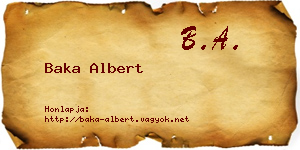 Baka Albert névjegykártya